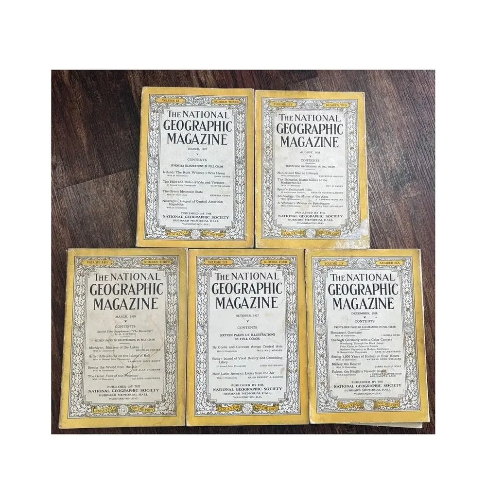 Vintage National Geographic Magazines Lot Of 5 1920S